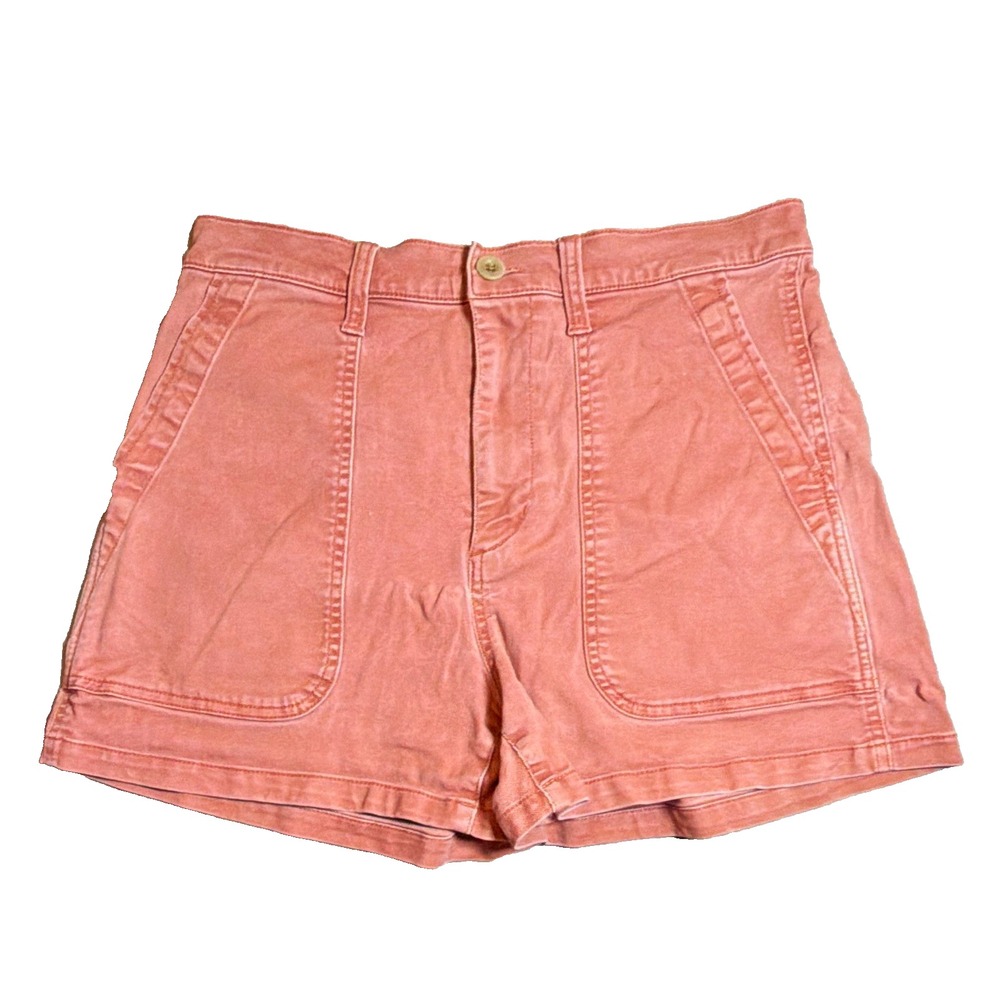 Madewell Women's Orange Pink Twill Chino Shorts Size 28 Mid Rise Pockets